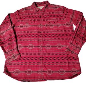 Ryan Michael Mens XXL Red Southwestern Buffalo Snap Western Shirt Cotton